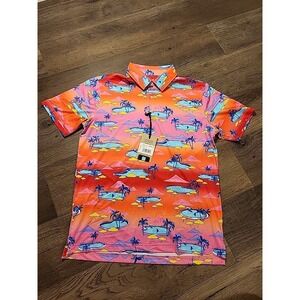 Chubbies Polo Shirt Mens Small The Offsite '24 Poolside Performance Palm NWT